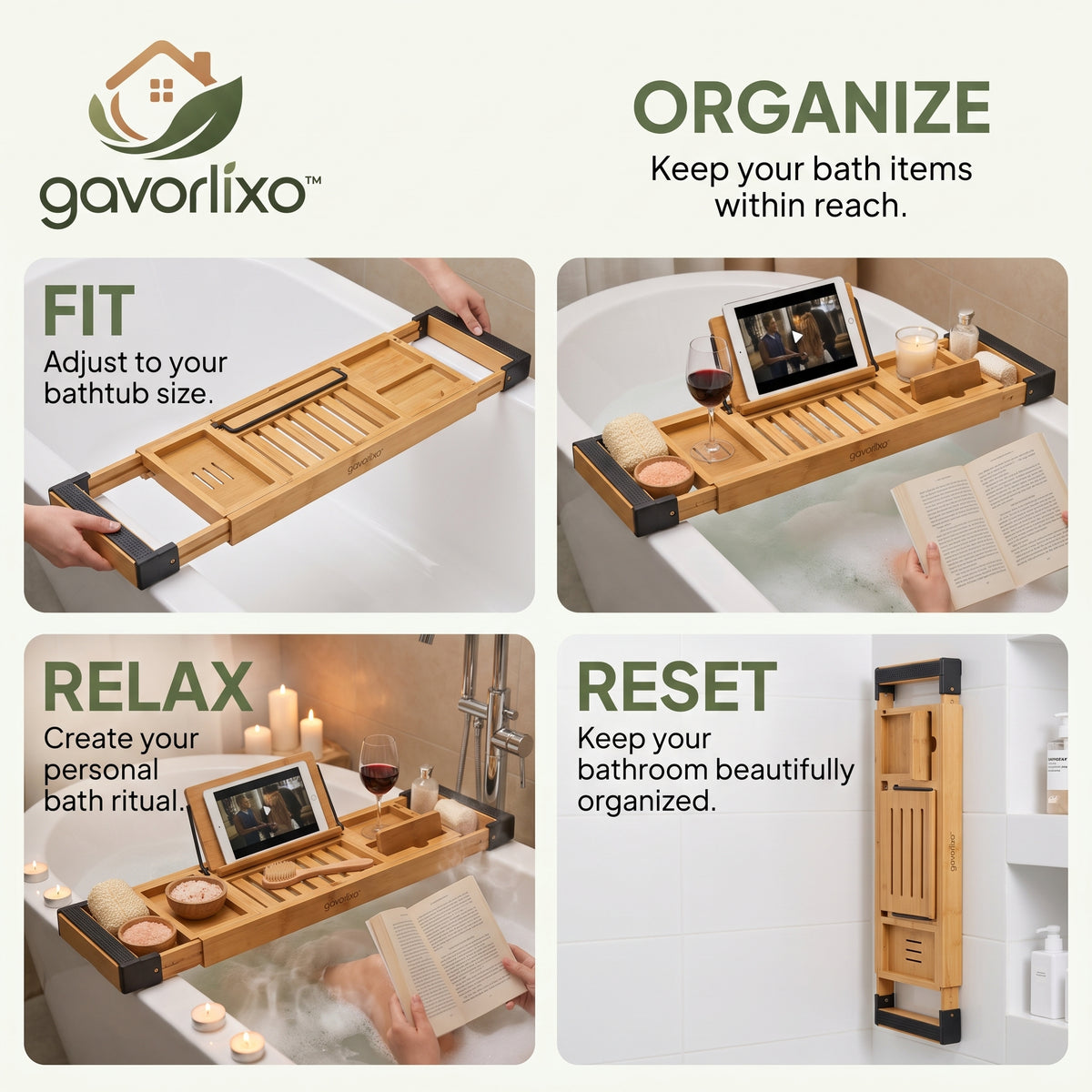 gavorlixo™ Elegant Bath Tray Organizer