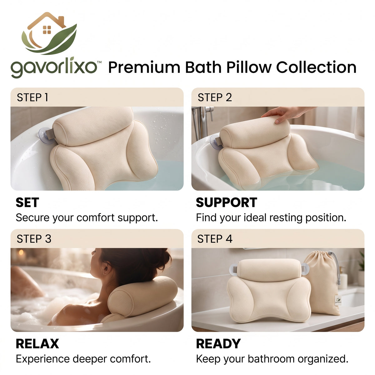 gavorlixo™ Premium Bath Pillow Collection
