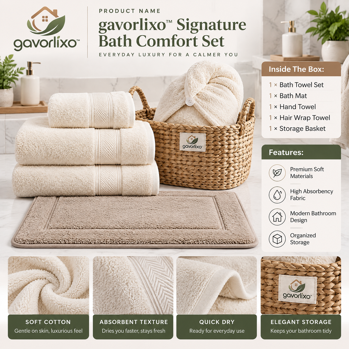 gavorlixo™ Signature Bath Comfort Set
